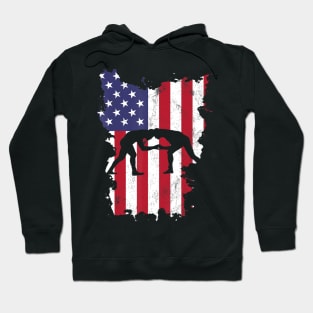 Wrestling USA Flag America 4th Of July Murica Gift Vintage Hoodie